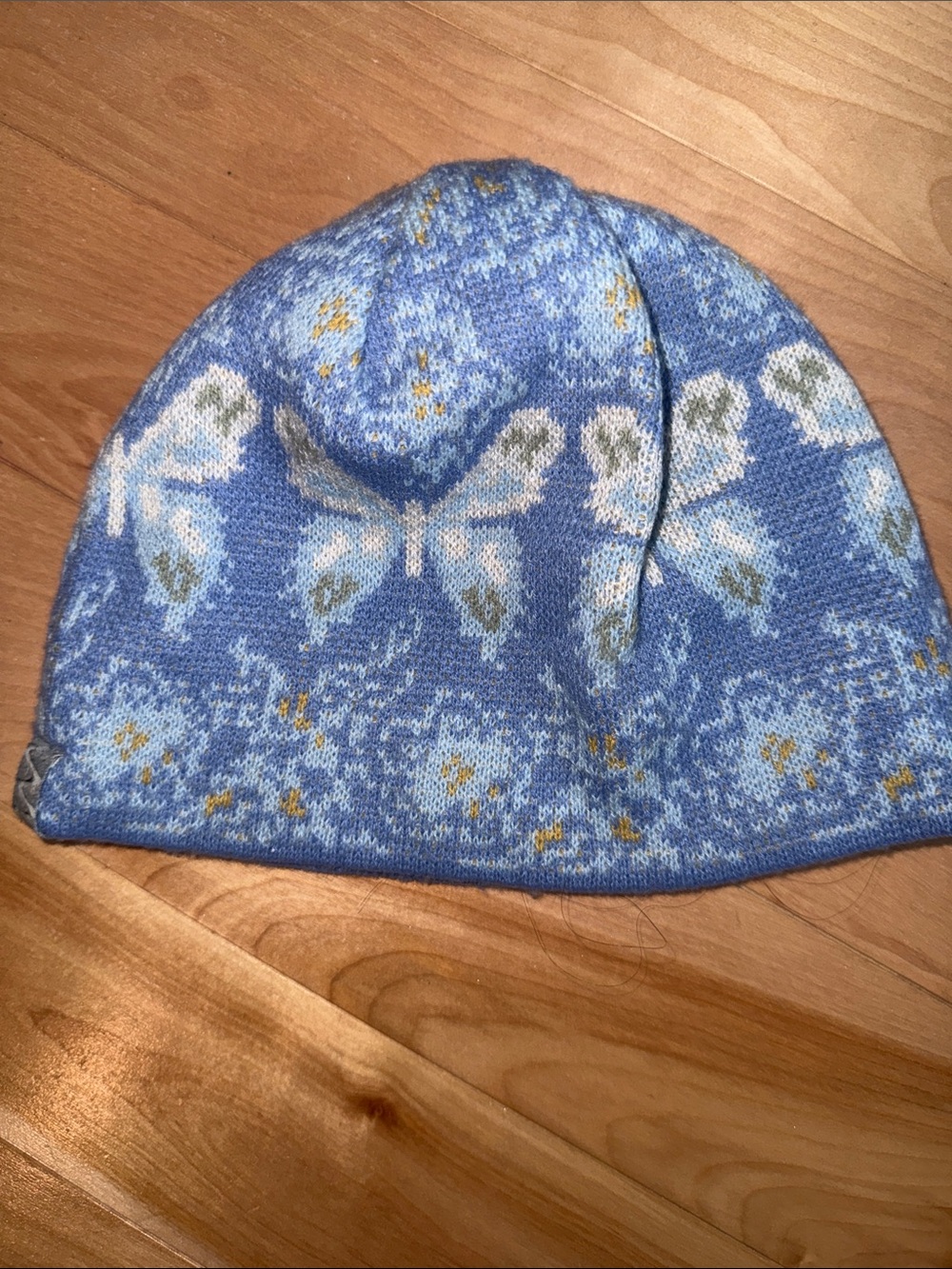 Blue Butterfly Knit Beanie OS